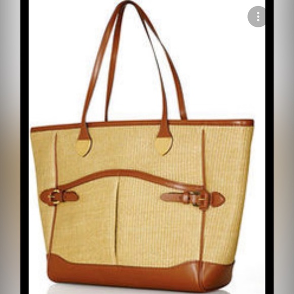 Lauren Ralph Lauren Handbags - Lauren Ralph Lauren Cream Brown Gibson Tote Shoulder Bag!